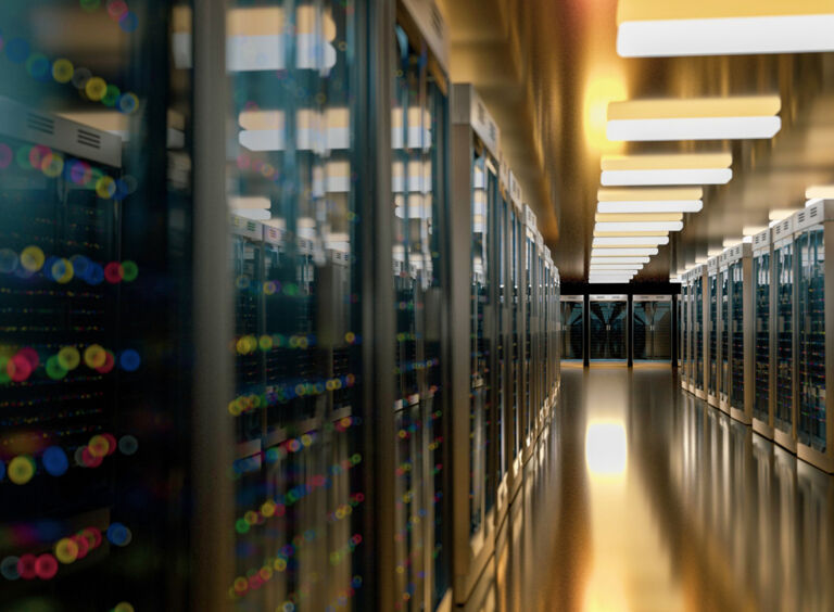 Data centre interior picture showing servers