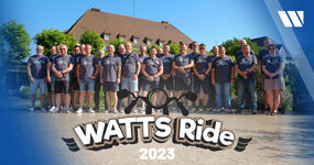 Teilnehmer des WATTS RIDE 2023 auf Motorrädern während einer Ausfahrt in Bad Dürkheim.