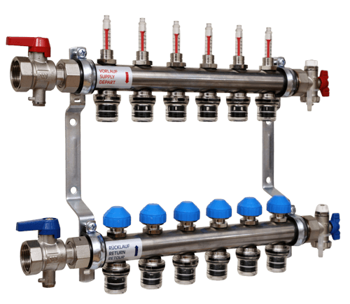 Heating circuit manifold HKV PnG Pro with push-fit connector end pieces