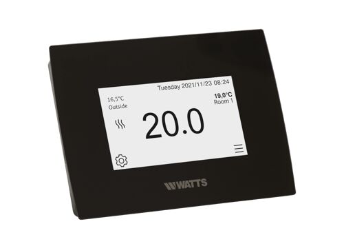 Unità centrale serie BT-CT03-RF Watts Vision 2, corpo nero, schermo luminoso