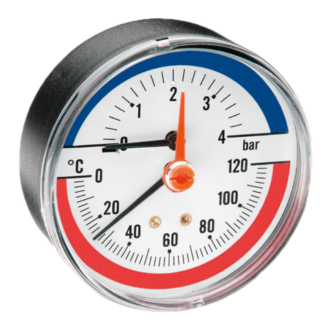 Combined Thermometer and Pressure Gauge  0-120 °C / 0-4 bar