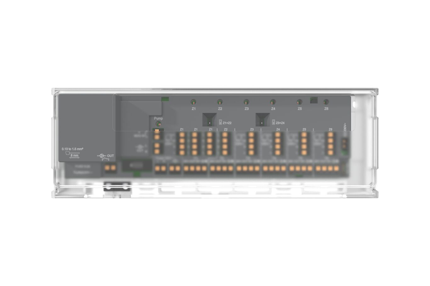 Wired Water Heating Controller WFC-03 H+ with pump output, 230V actuators, 24V thermostats 