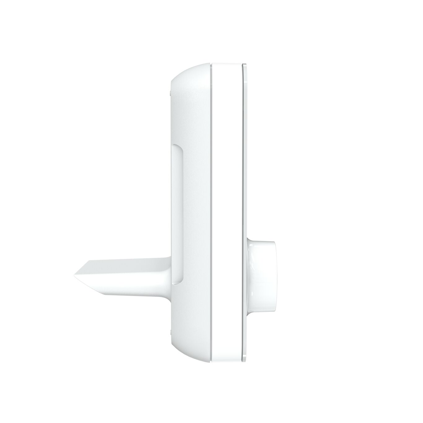 Programmable wireless room thermostat BT-DP03-RF, side view with tabletop stand
