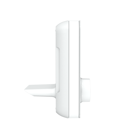 Programmable wireless room thermostat BT-DP03-RF, side view with tabletop stand