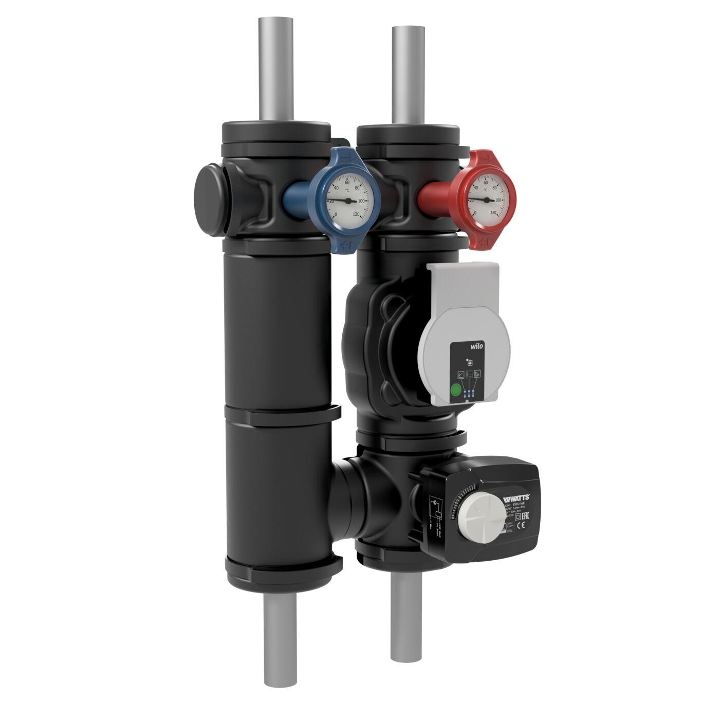 FlowBox Cooling HKM25-C pump unit for mixed heating circuits. Diffusion-tight insulation.