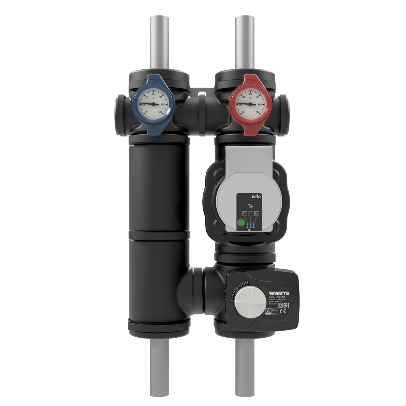 FlowBox Cooling HKM25-C pump unit for mixed heating circuits. Diffusion-tight insulation.