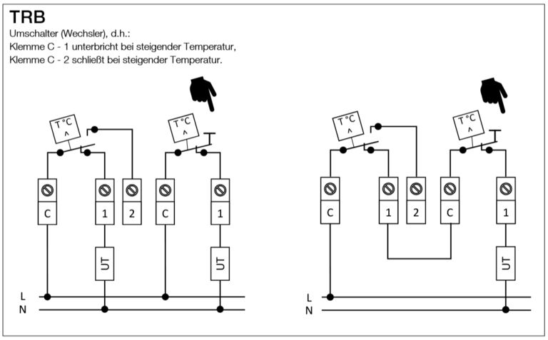Schaltplan von Kesseldoppelthermostat TRB