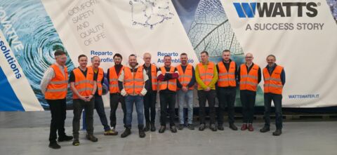 Dystrybutorzy Watts z Czech i Słowacji podczas wizyty w fabryce Watts Industries Italia w Trydencie.
